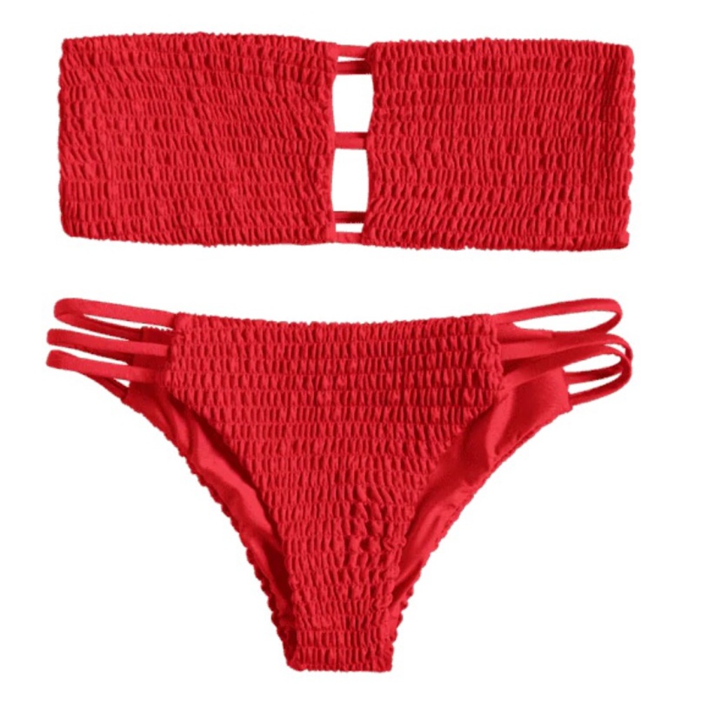 ZAFUL Red Smocked Bikini